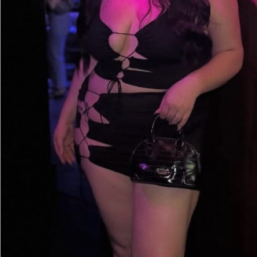 SHEIN Black Cutout Lace-Up Mini Dress